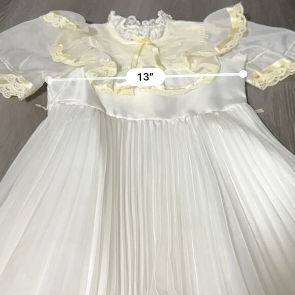 Vintage Union Made Girls Dress Size 7 Ruffle Lace Pleated Short Sleeve 80s Style - Picture 15 of 16